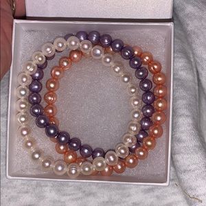 Three bracelet set of cultured freshwater pearls